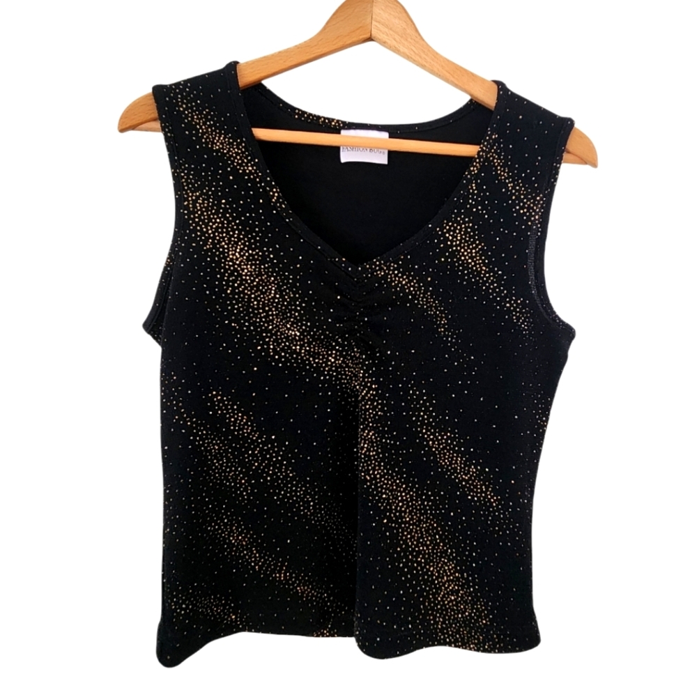 Y2K Fashion Bug Stretchy Rusched Tank Top Sz Medium Glittery Sparkly Baby Doll